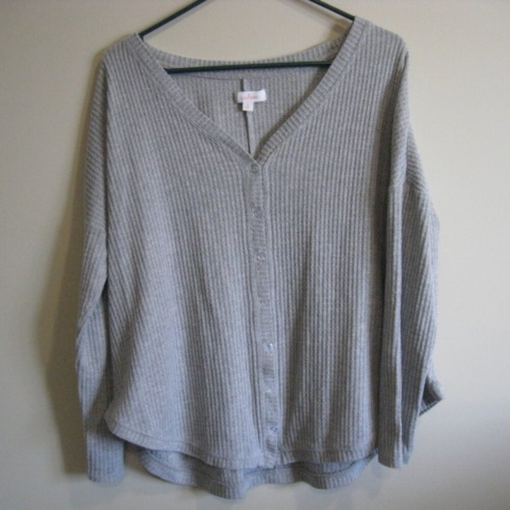 Colsie Grey Cardigan M Lightweight Summer Sweater 3/4 Sleeves